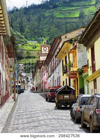 Alausi, Ecuador - February 18, 2015: Historical Center Of Alausi, Chimborazo Province.  Small Andean