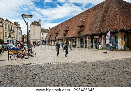 Beaune, France - August 10, 2017: Tourist Centre In The City Of Beaune Near The Famous Building Hote