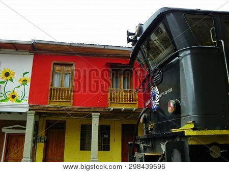 Alausi, Ecuador - February 18, 2015: Tourist Railway At In Andean City Alausi To Nariz Del Diablo Or