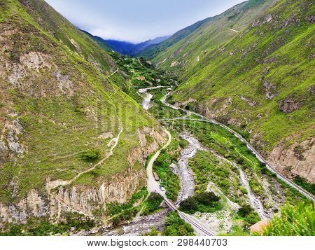 The Train Route From Alausi To The Nariz  Del Diablo Or Devils Nose, Ecuador, Goes Through High Moun