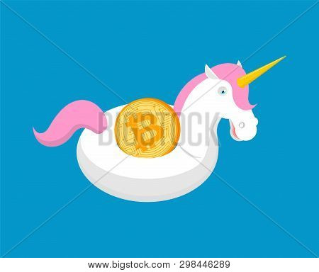 Bitcoin In Lifebuoy. Cryptocurrency Afloat. Business Concept In Crypto Exchange