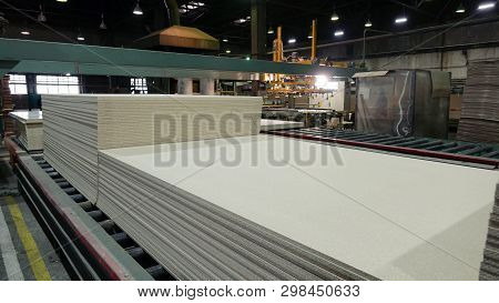 Production Of Laminated Fiberboard. Fibreboard Sheets For Furniture Production