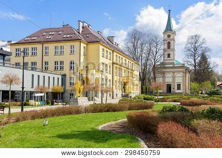 View Of Hoff Square In Wisla In Beskid Mountains, Southern Poland