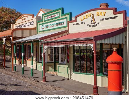 Warrnambool, Victoria, Australia - April 16th 2019: Flagstaff Hill Maritime Museum, Village Street
