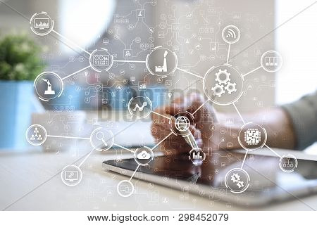 Automation Iot Internet Of Things Smart Industry Technology And Internet Concept.