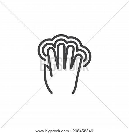 4x Tap Line Icon. Hand Click Linear Style Sign For Mobile Concept And Web Design. Four Finger Touch 