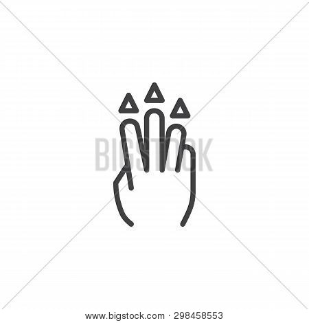 3x Drug Up Line Icon. Hand Click Linear Style Sign For Mobile Concept And Web Design. Three Finger T