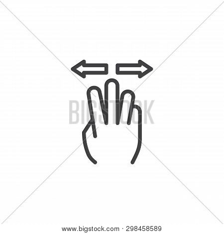 3x Spread Line Icon. Hand Click Linear Style Sign For Mobile Concept And Web Design. Three Finger To