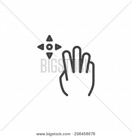 3x Drag Line Icon. Hand Click Linear Style Sign For Mobile Concept And Web Design. Three Finger Touc
