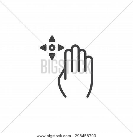 4x Drag Line Icon. Hand Click Linear Style Sign For Mobile Concept And Web Design. Four Finger Touch