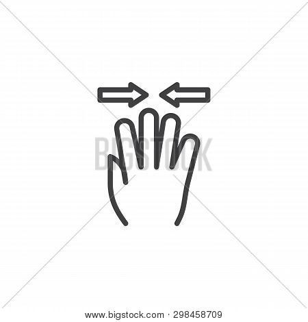 4x Pinch Line Icon. Hand Click Linear Style Sign For Mobile Concept And Web Design. Four Finger Touc
