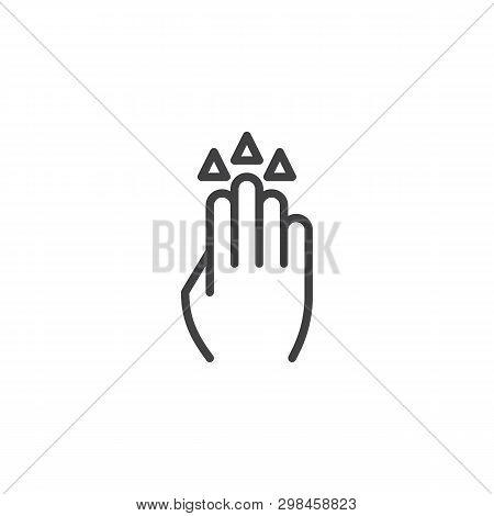 4x Drag Up Line Icon. Hand Click Linear Style Sign For Mobile Concept And Web Design. Four Finger To