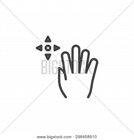 5x Drag Line Icon. Hand Click Linear Style Sign For Mobile Concept And Web Design. Five Finger Touch