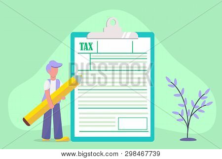 Online Tax Payment Concept, Filling Tax Form And Sending, It Can Be Use For Landing Page,  Websites,