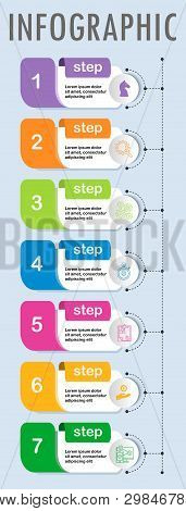 Thin Line Minimal Infographic Design Template With Icons And 7 Options Or Steps. It Can Be Used For 