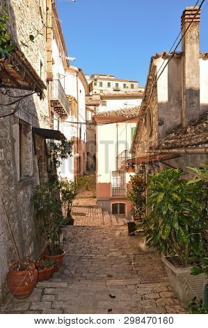 A Characteristic Road In Morcone, A Town In Southern Italy
