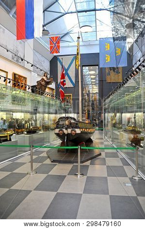St. Petersburg, Russia-october 25, 2018: Peter The Great Boat At The Navy Museum
