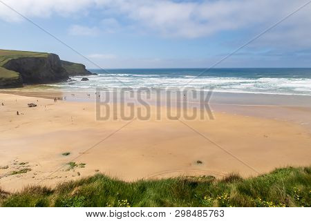 Mawgan Porth Beach, North Cornwall, England, Uk