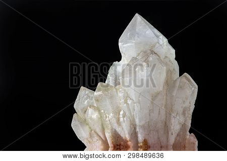 Quartz Crystal Silicon And Oxygen Sio4 On Black