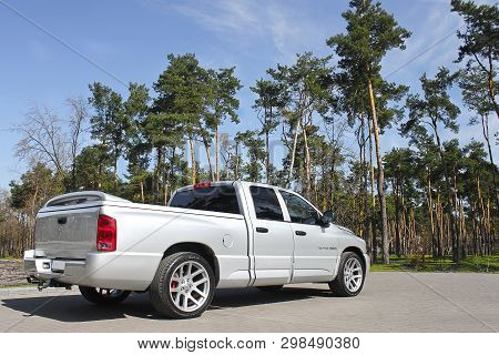 Kiev, Ukraine; April 10, 2015. Dodge Ram Srt-10 On The Forest Background. Editorial Photo.