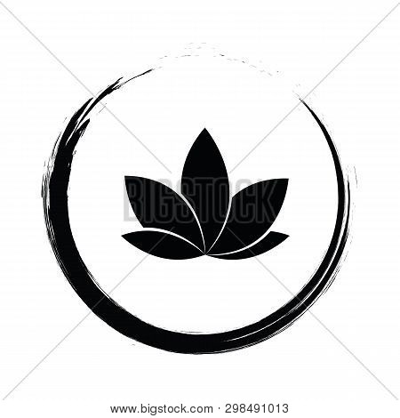 Lotus Flower In A Cirlce Vector Illustration Eps10