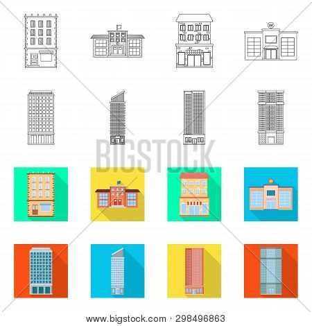 Vector Design Of Municipal And Center Sign. Set Of Municipal And Estate   Stock Vector Illustration.