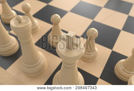 Chess Board Game Concept Of Business Ideas And Competition, Strategy Ideas Concept White Figures 3d 