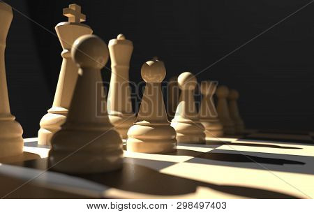 Chess Board Game Concept Of Business Ideas And Competition, Strategy Ideas Concept White Figures On 