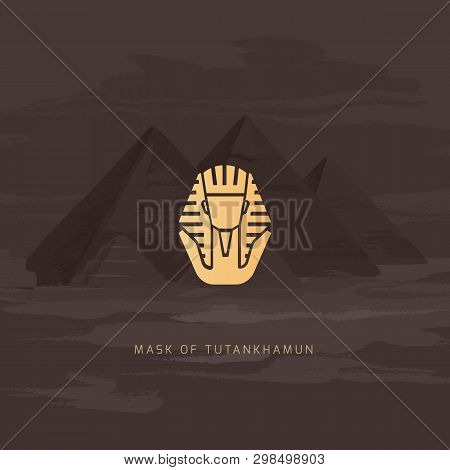 Burial Mask Illustration Egyptian Golden Pharaohs Mask Icon Flat Isolated On White Background Vector