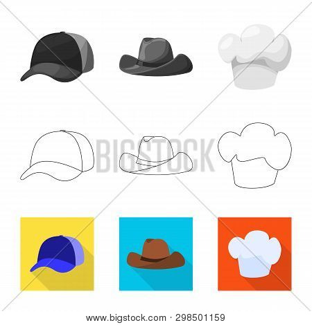 Vector Illustration Of Clothing And Cap Sign. Set Of Clothing And Beret Vector Icon For Stock.
