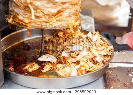Fried Meat Cut From A Large Piece Of Chicken Meat