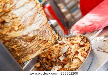 Fried Meat Cut From A Large Piece Of Chicken Meat
