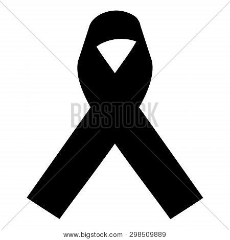 Stock Vector Illustration Black Awareness Ribbon On Transparent Background.