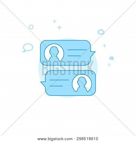 Mobile Chat Design Flat Vector Icon. Dialogue And Communication Illustration. Light Flat Style. Blue