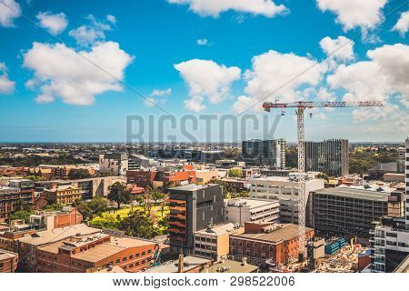 Adelaide, South Australia - September 30, 2017: Adelaide City Skyline View Towards North On A Day