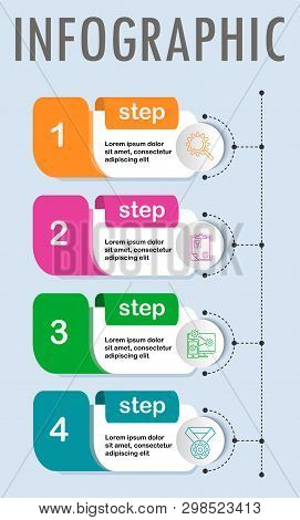 Thin Line Minimal Infographic Design Template With Icons And 4 Options Or Steps. Can Be Used For Pro
