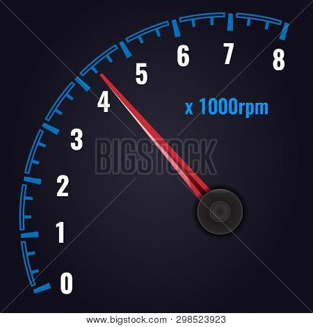Tachometer Up To 8 X 1000 Rpm. Revolution-counter Gauge. Vector Illustration