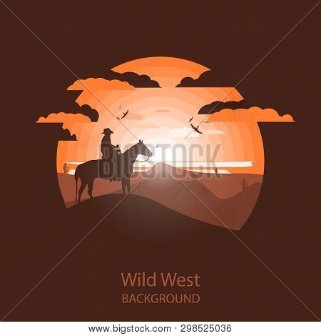 Wild West Landscape. Western Scene.negative Space Illustration
