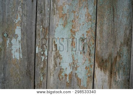 Background Of Flaky Wood. Wooden Panels With Aged Flaky Surface