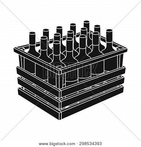 Vector Illustration Of Wine And Box Logo. Set Of Wine And Wooden Vector Icon For Stock.