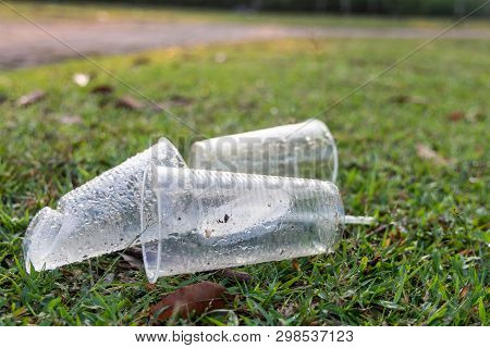 Pvc Cups Litter On Public Park Pose Danger To Environment