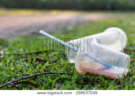 Pvc Cups Litter On Public Park Pose Danger To Environment