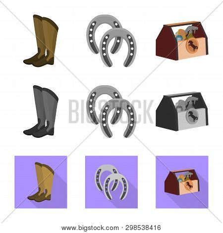 Vector Design Of Equipment And Riding Sign. Set Of Equipment And Competition Stock Vector Illustrati