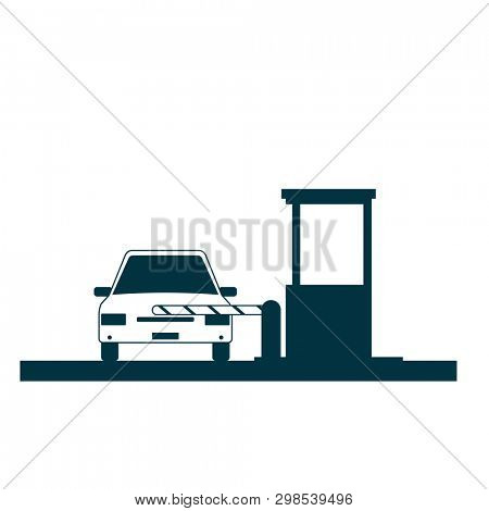 toll booth with car. Clipart image isolated on white background