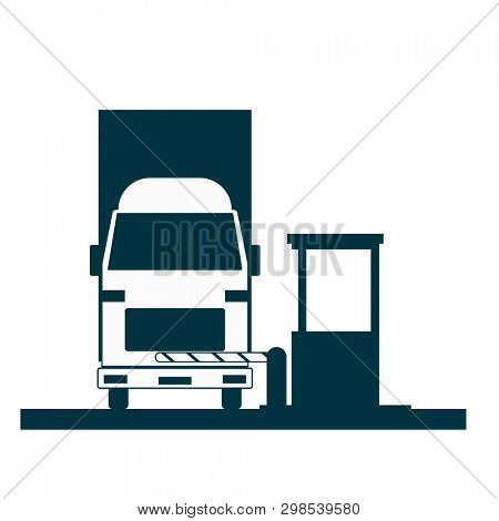toll booth with car. Clipart image isolated on white background