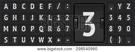Terminal Flip Board Font For Flight Destination And Timetable Vector Illustration.
