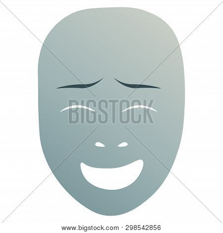 Theatrical Mask With Happy Emotion. Vector Illustration. Blue Mask With Gradient Isolated On White B