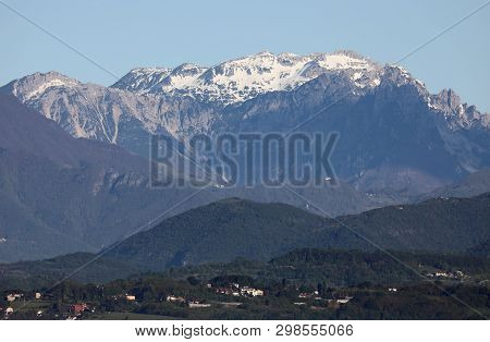 Range Mountains Called Gruppo Del Carega In Northern Italy In Winter
