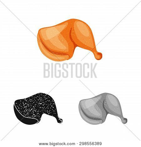 Vector Illustration Of Leg And Chicken Symbol. Collection Of Leg And Cooked Vector Icon For Stock.