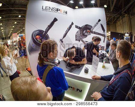 Moscow, Russia - April 11, 2019: Booth Of Lenspen Company At Photoforum 2019 Trade Show And Exhibiti